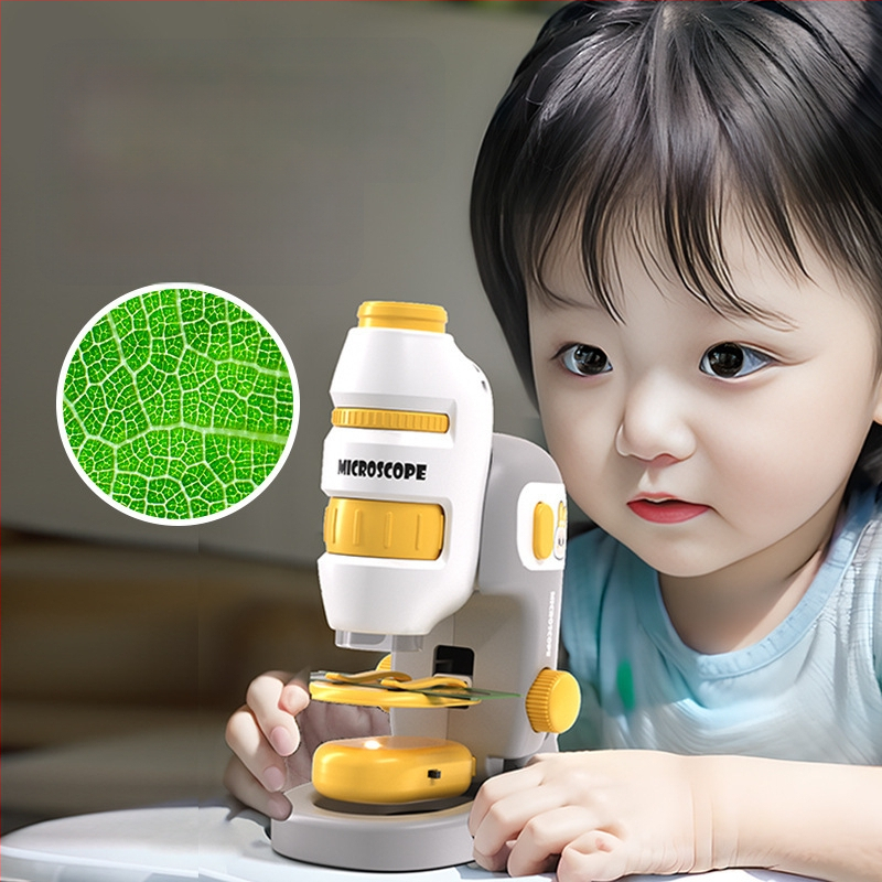 Laste mikroskoop 3-ühes, kompaktne hariv mänguasi, plastmassist, DIY-sõbralik, värvilises kastis pakendatud, mõeldud 4–6-aastastele, bioloogia/keemia (plastmass; DIY; värviline kast; 4–6 a.; bioloogia/keemia)