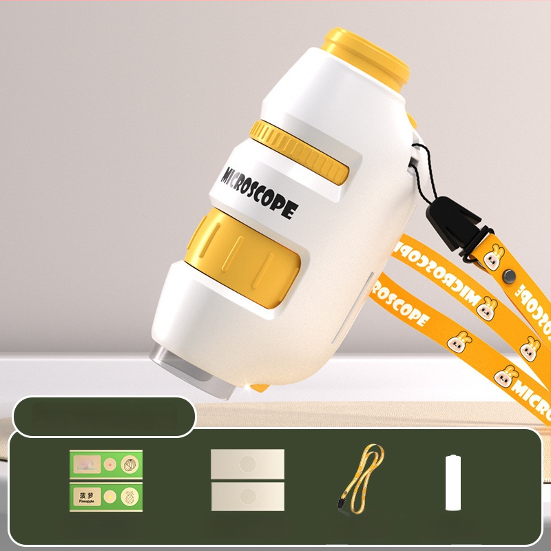 Laste mikroskoop 3-ühes, kompaktne hariv mänguasi, plastmassist, DIY-sõbralik, värvilises kastis pakendatud, mõeldud 4–6-aastastele, bioloogia/keemia (plastmass; DIY; värviline kast; 4–6 a.; bioloogia/keemia)