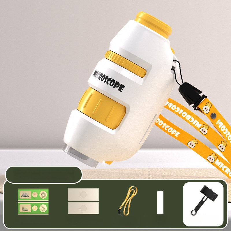 Laste mikroskoop 3-ühes, kompaktne hariv mänguasi, plastmassist, DIY-sõbralik, värvilises kastis pakendatud, mõeldud 4–6-aastastele, bioloogia/keemia (plastmass; DIY; värviline kast; 4–6 a.; bioloogia/keemia)