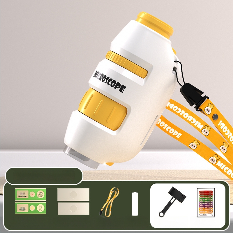 Laste mikroskoop 3-ühes, kompaktne hariv mänguasi, plastmassist, DIY-sõbralik, värvilises kastis pakendatud, mõeldud 4–6-aastastele, bioloogia/keemia (plastmass; DIY; värviline kast; 4–6 a.; bioloogia/keemia)