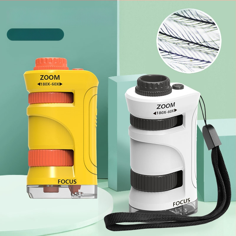 Portatiivne käsimikroskoop ja suurendusklaas – bioloogia ja keemia katsete komplekt, plastkonstruktsioon, mitteelektriline, mitmekülgne, 7–14 aastat