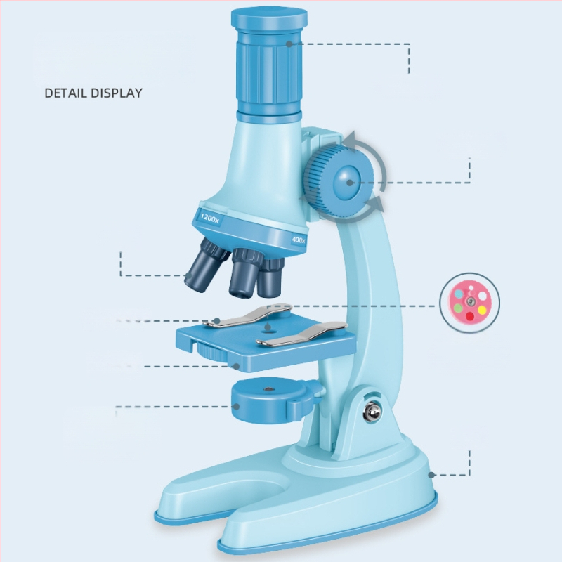Laste mikroskoop 1200x suurendus – bioloogia eksperimentide komplekt 7–14-aastastele, plastikkorpus, mitte-elektriline, DIY-sõbralik