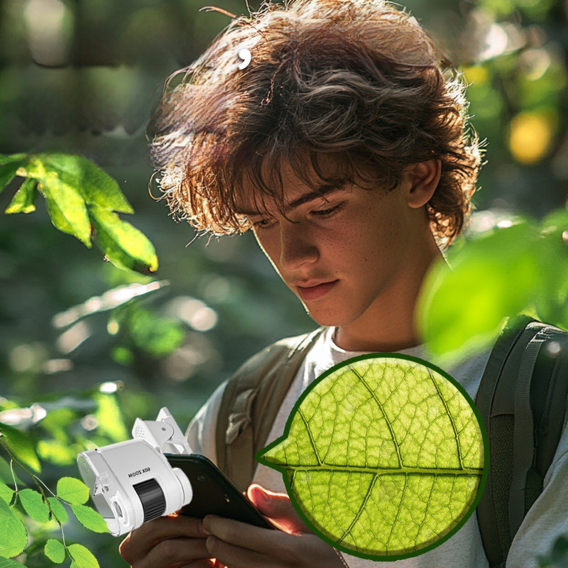 Nešiojamasis optinis mikroskopas su didinamuoju stiklu — Mokomoji mokslo žaislas vaikams 7–14 metų, Learn from Yuma, plastikas, 3C sertifikatas 2021152202038574
