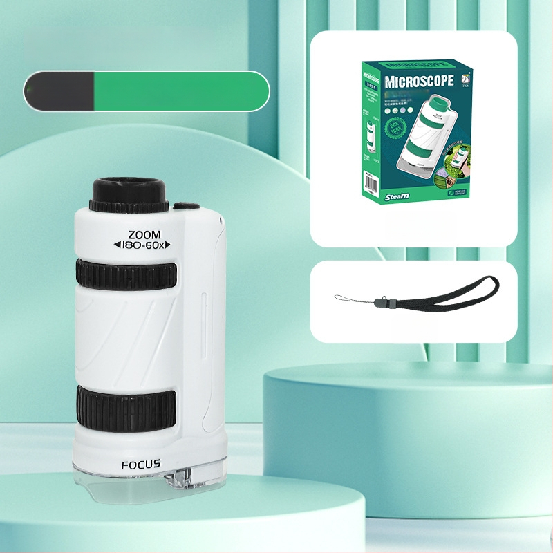 Kaasaskantav mikroskoop teaduskatseteks — käsitsi kasutatav, plastikust, bioloogia/keemia õppe mänguasi 7–14-aastastele (käsitsi kasutatav, plastikust, bioloogia/keemia, 7–14)