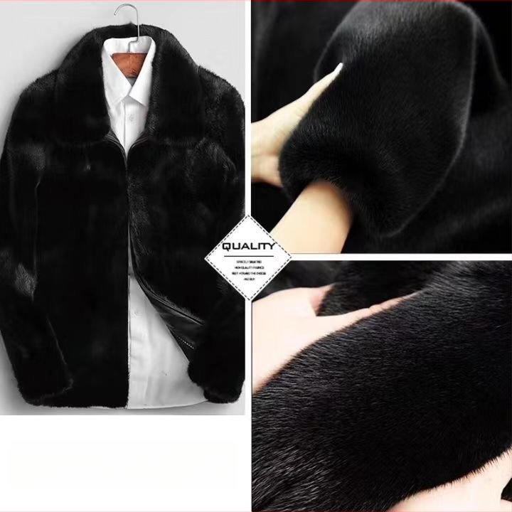 Vīriešu kažokādas mētelis ar kapuci no norkas kažokādes, vidējā garuma, brīvā piegriezuma, rāvējslēdzēja aizdare, īsta kažokāda