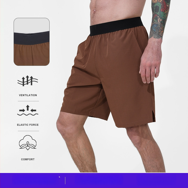 Vyriski greitai džiūstantys sportiniai šortai su vidutine juosta, kvėpuojantys, lengvi, skirti bėgiojimui ir treniruotėms