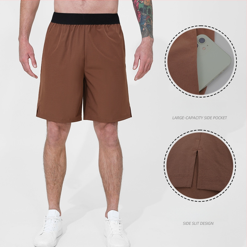 Vyriski greitai džiūstantys sportiniai šortai su vidutine juosta, kvėpuojantys, lengvi, skirti bėgiojimui ir treniruotėms