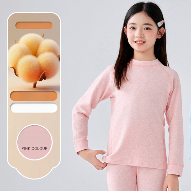 Vaikų terminiai apatinių komplektas dviejų dalių, unisex, 95,8% medvilnė, 4,2% elastanas, švelnus apdaila, tinkamas žiemai, pavasariui ir rudeniui