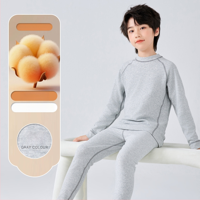 Vaikų terminiai apatinių komplektas dviejų dalių, unisex, 95,8% medvilnė, 4,2% elastanas, švelnus apdaila, tinkamas žiemai, pavasariui ir rudeniui