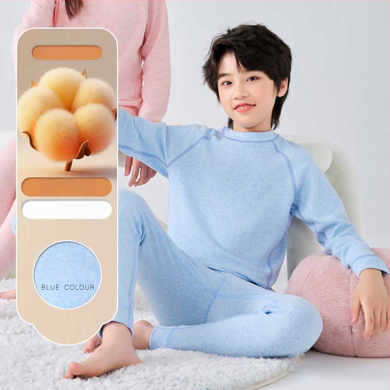 Vaikų terminiai apatinių komplektas dviejų dalių, unisex, 95,8% medvilnė, 4,2% elastanas, švelnus apdaila, tinkamas žiemai, pavasariui ir rudeniui