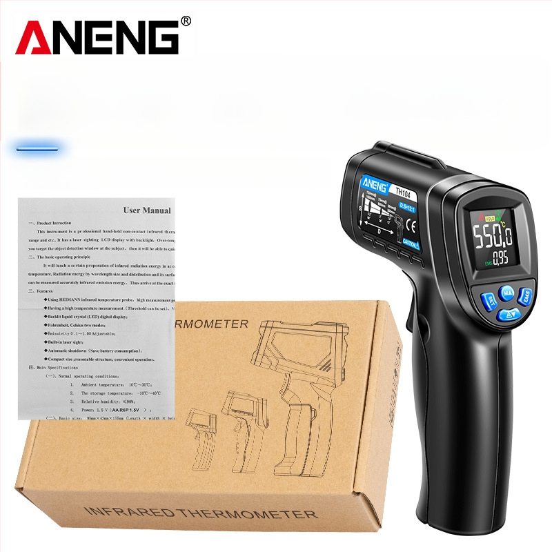 ANENG infraraudonųjų spindulių termometras pramoninei naudai — 0,5 s atsako laikas, AA baterija
