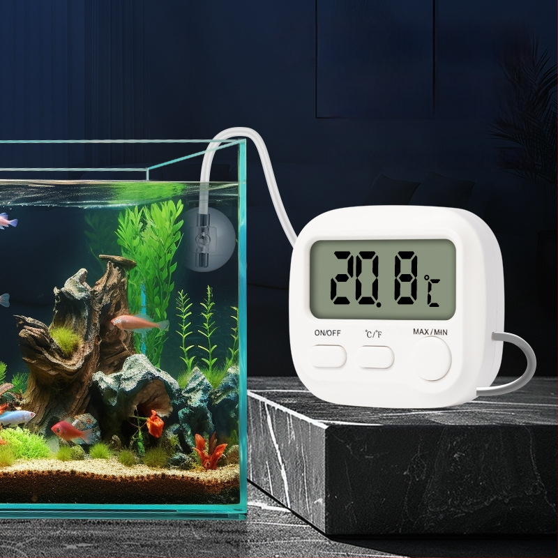 Akvariumo termometras su dideliu ekranu ir kabliu