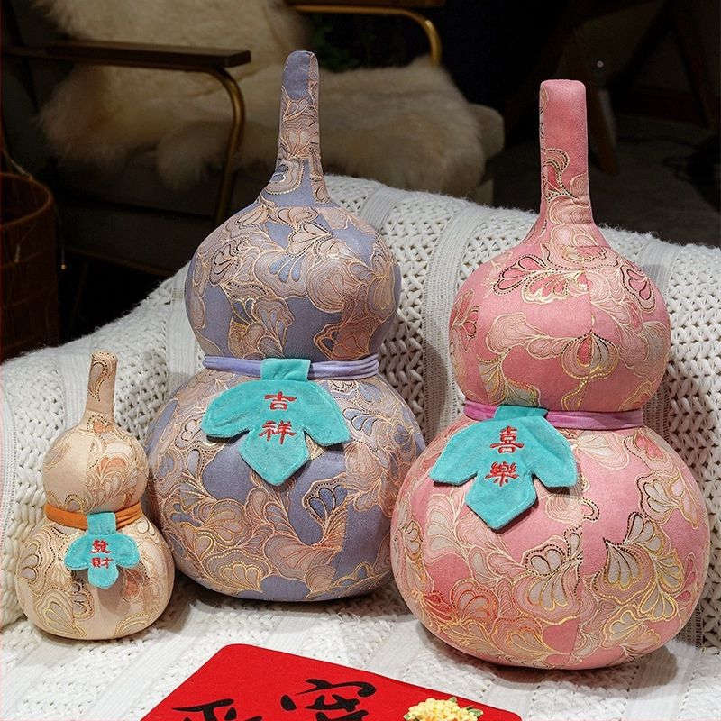 Pliušinis pagalvėgourd formos su auksinės folijos akcentu, namų dekoras augalų stiliuje, užpildas PP medvilnė, trumpas pliušas, pakuotė tinklo maiše