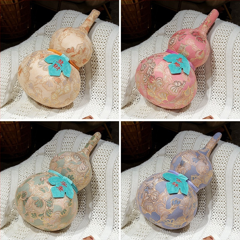 Pliušinis pagalvėgourd formos su auksinės folijos akcentu, namų dekoras augalų stiliuje, užpildas PP medvilnė, trumpas pliušas, pakuotė tinklo maiše