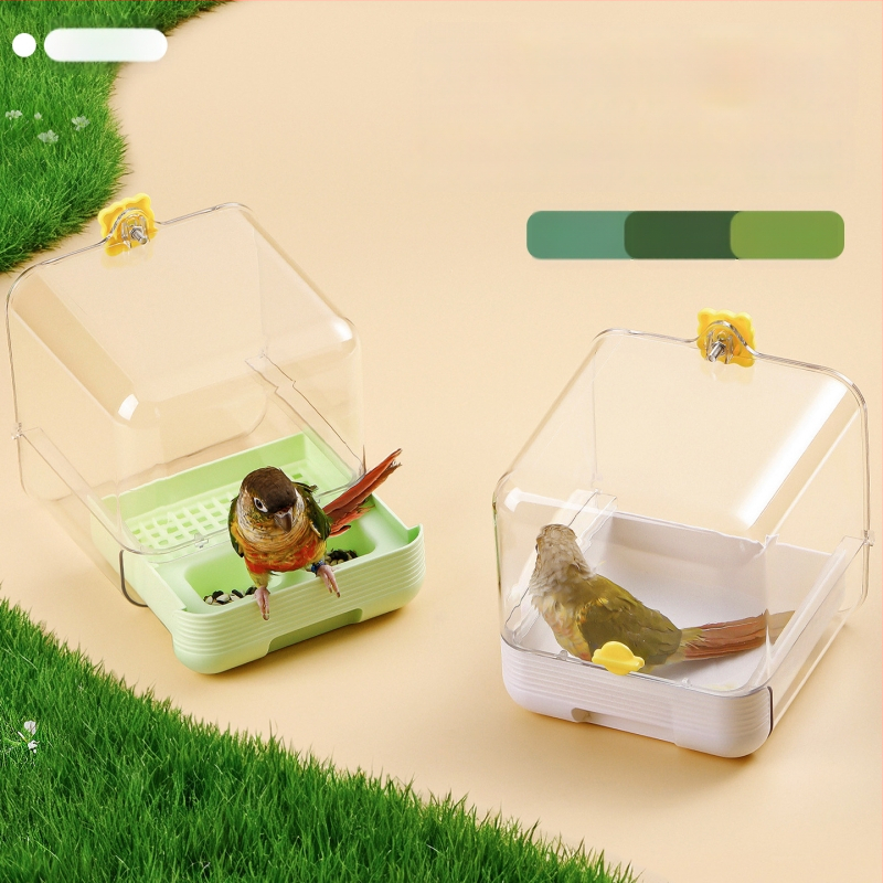 Paukščių plovimo indas su anti-pabėgimo dizainu – komplektas priedų, PET+ABS medžiaga, tinkamas mažiems paukščiams