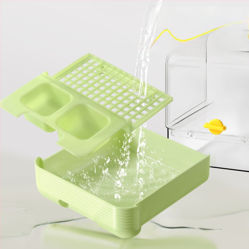 Paukščių plovimo indas su anti-pabėgimo dizainu – komplektas priedų, PET+ABS medžiaga, tinkamas mažiems paukščiams