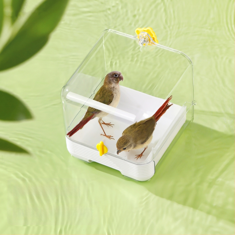 Paukščių plovimo indas su anti-pabėgimo dizainu – komplektas priedų, PET+ABS medžiaga, tinkamas mažiems paukščiams