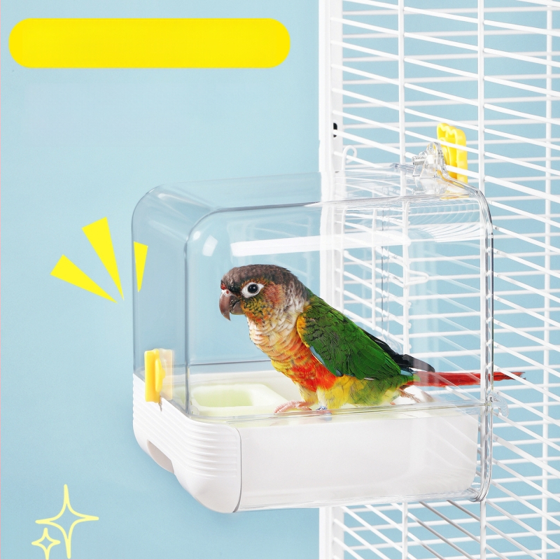 Paukščių plovimo indas su anti-pabėgimo dizainu – komplektas priedų, PET+ABS medžiaga, tinkamas mažiems paukščiams