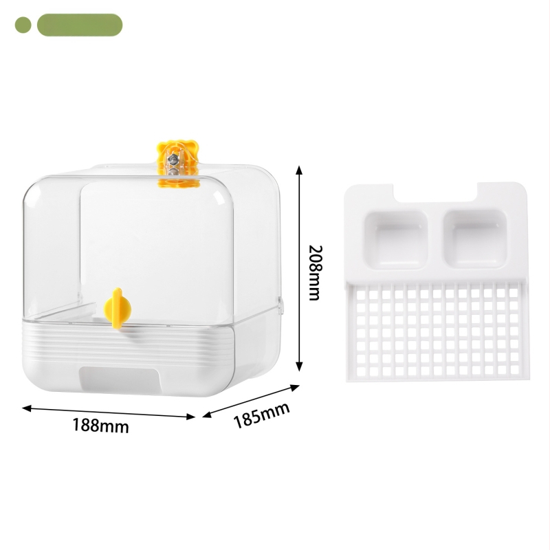 Paukščių plovimo indas su anti-pabėgimo dizainu – komplektas priedų, PET+ABS medžiaga, tinkamas mažiems paukščiams