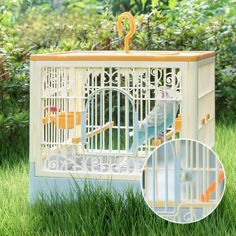 Papūgų narvas su dideliu panoraminiu erdviu, kvėpuojantis plastikinis narvas paukščiams