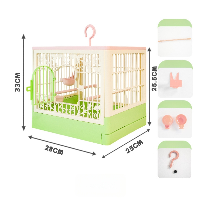 Papūgų narvas su dideliu panoraminiu erdviu, kvėpuojantis plastikinis narvas paukščiams