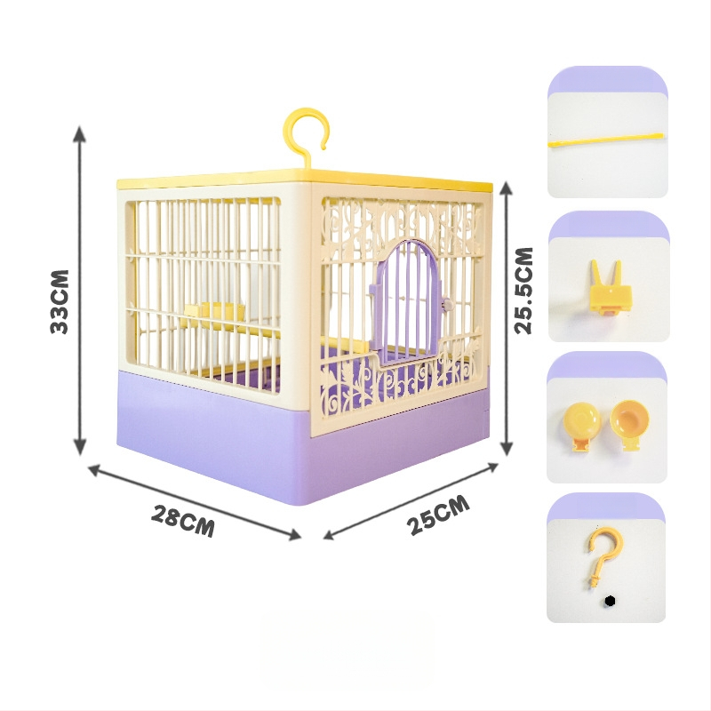 Papūgų narvas su dideliu panoraminiu erdviu, kvėpuojantis plastikinis narvas paukščiams