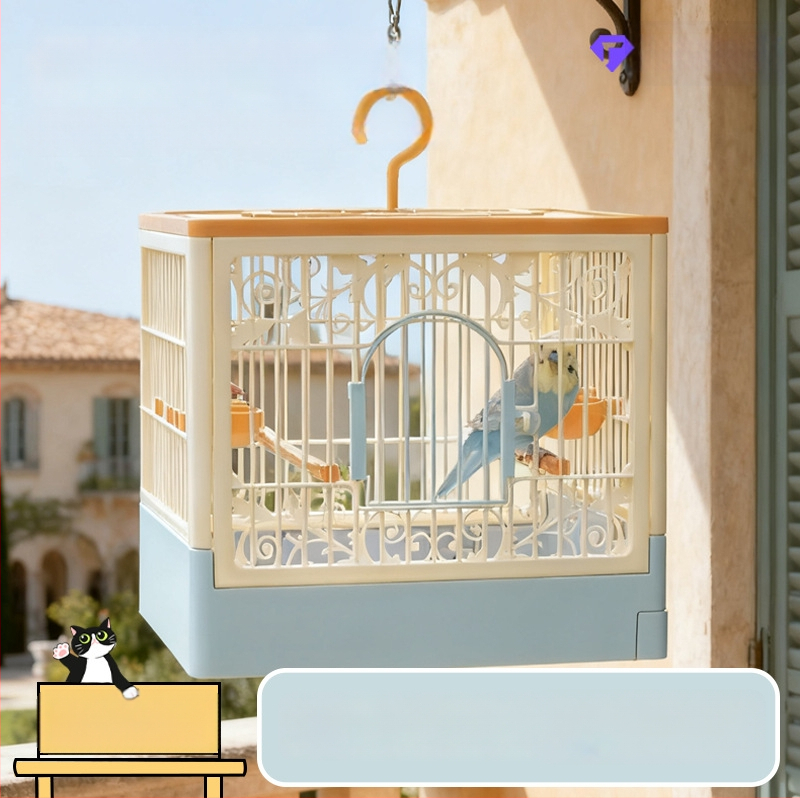 Paukščių narvas – Papūgos vila, kvėpuojantis, nešiojamas, panoraminis vaizdas, plastikas