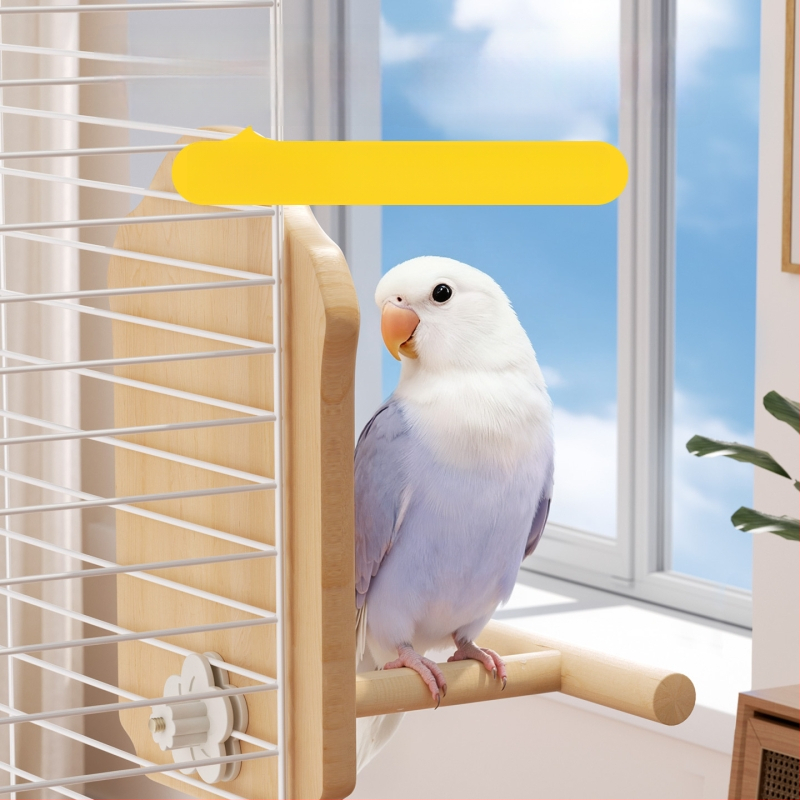 Papūgos veidrodžio žaislas su mediniu stovu (Anti evazijos dizainas, Be ritinių, Paukščiams)