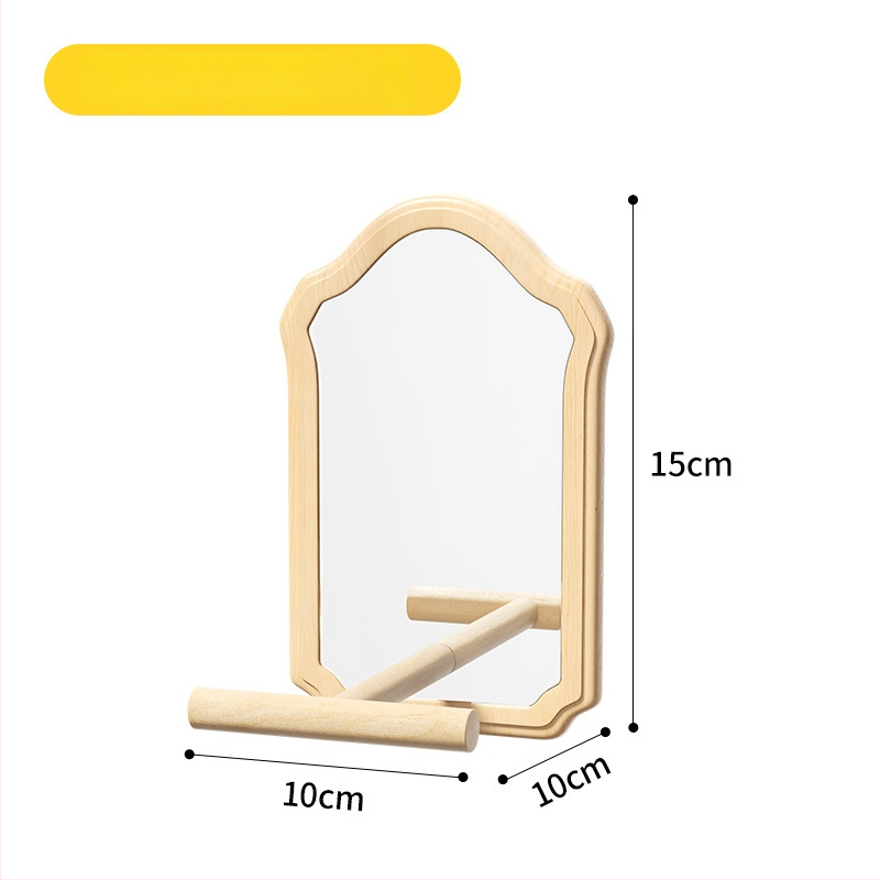 Papūgos veidrodžio žaislas su mediniu stovu (Anti evazijos dizainas, Be ritinių, Paukščiams)