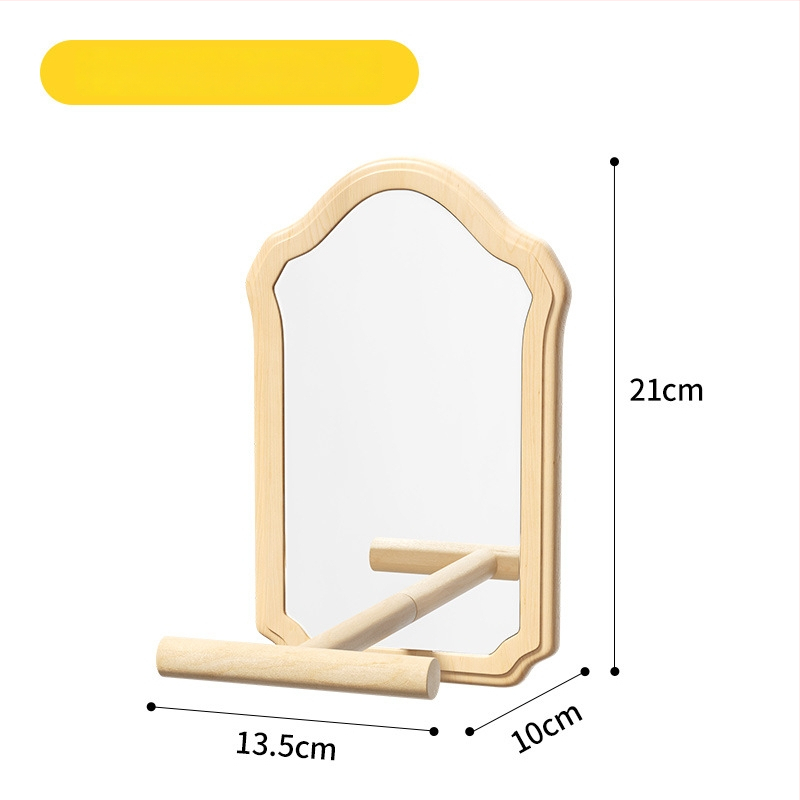 Papūgos veidrodžio žaislas su mediniu stovu (Anti evazijos dizainas, Be ritinių, Paukščiams)
