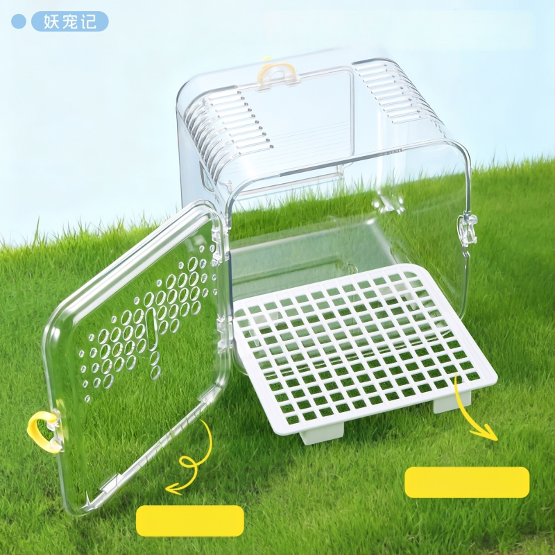 Papūgų narvas lauko naudojimui, nešiojamas, ventiliuojamas ir skaidrus, plastmasinis