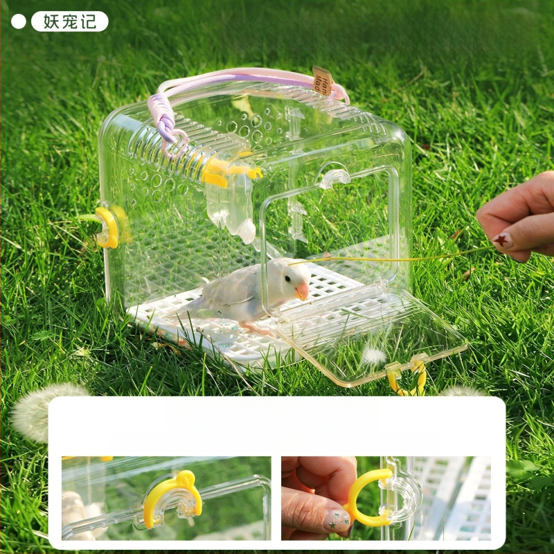 Papūgų narvas lauko naudojimui, nešiojamas, ventiliuojamas ir skaidrus, plastmasinis