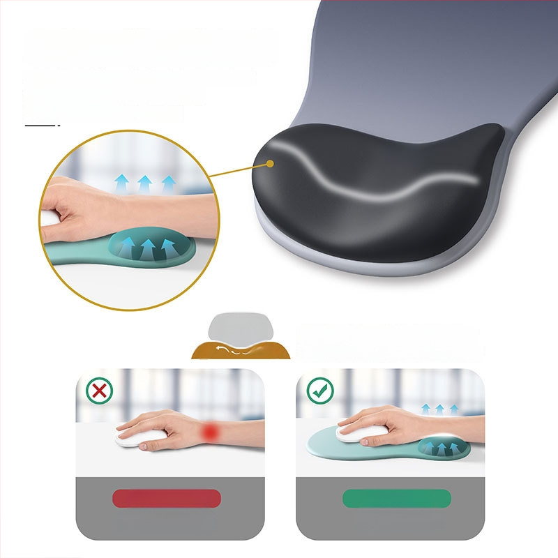 Randmepadi kummist hiirepadja — gradientne, paksenenud, libisemiskindel, ergonoomiline randmepadi; Mudel: Water style, Vorm: randmepadi, Töötlus: OEM