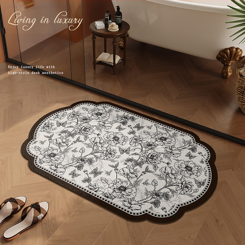 Nine mu diatomų molio vonios kilimėlis, ateivio formos, augalų gėlių raštas, skirtas voniai