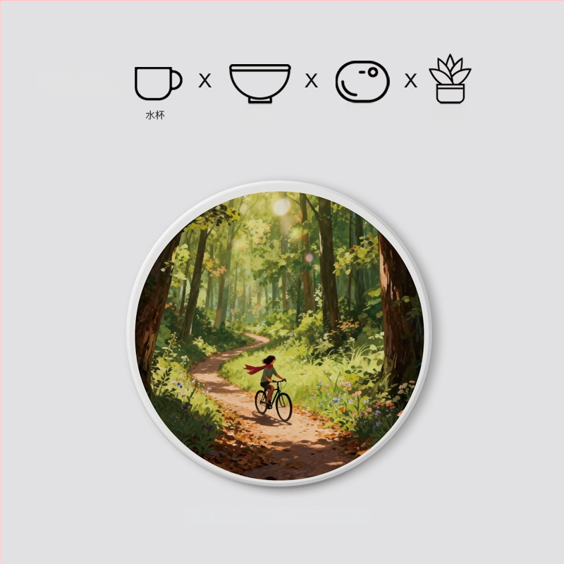 Diatomitų padėkliukai stiklinėms su peizažų motyvu, apvalūs, sugeria vandenį, greitai džiūsta, neslidūs, su individualiu logotipu