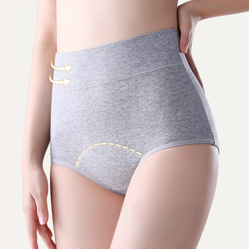 Moteriškos menstruacijų kelnaitės su aukštu juosmeniu, kvėpuojančios, antibakterinės, greitai džiūstančios; pagrindinis audinys 92,6% medvilnė, tarpvietės įdaila 100% medvilnė