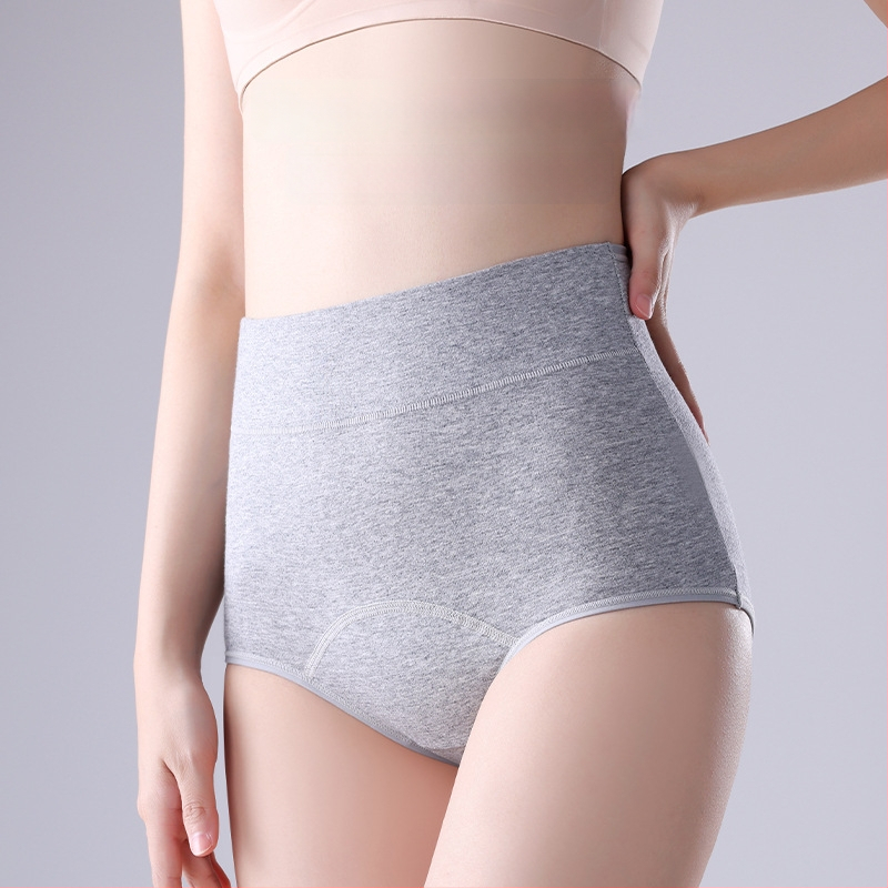Menstruacijų apatinių kelnaitės su aukštu juosmeniu, antibakterinė intymi zona, priekyje ir gale apsauga, pagrindinis audinys 92,6% medvilnė, intymi zona 100% medvilnė