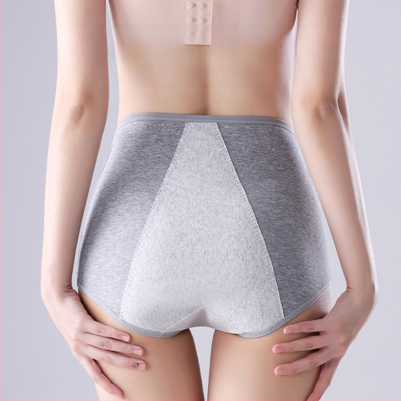 Menstruacijų apatinių kelnaitės su aukštu juosmeniu, antibakterinė intymi zona, priekyje ir gale apsauga, pagrindinis audinys 92,6% medvilnė, intymi zona 100% medvilnė