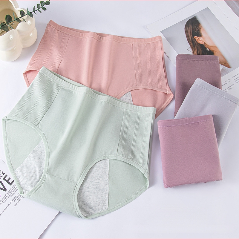 Moteriškos menstruacijų kelnaitės su aukštu juosmeniu, išorinis audinys 95% medvilnė, intarpas 100% medvilnė, fiziologinė apsauga