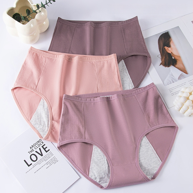 Moteriškos menstruacijų kelnaitės su aukštu juosmeniu, išorinis audinys 95% medvilnė, intarpas 100% medvilnė, fiziologinė apsauga