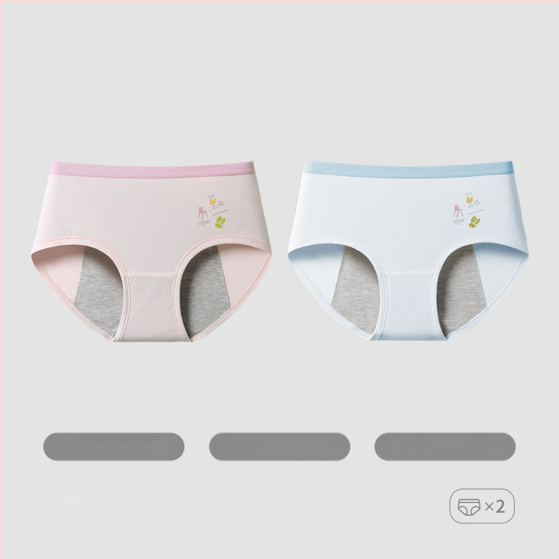 Modalinės menstruacinės kelnaitės paaugliams, vidurio liemens, intarpas 72% regeneruotos celulozės pluošto, fiziologinė funkcija, karikatūros raštas