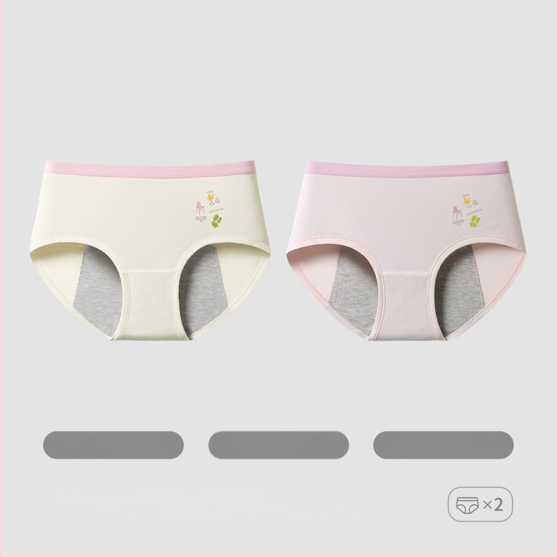 Modalinės menstruacinės kelnaitės paaugliams, vidurio liemens, intarpas 72% regeneruotos celulozės pluošto, fiziologinė funkcija, karikatūros raštas