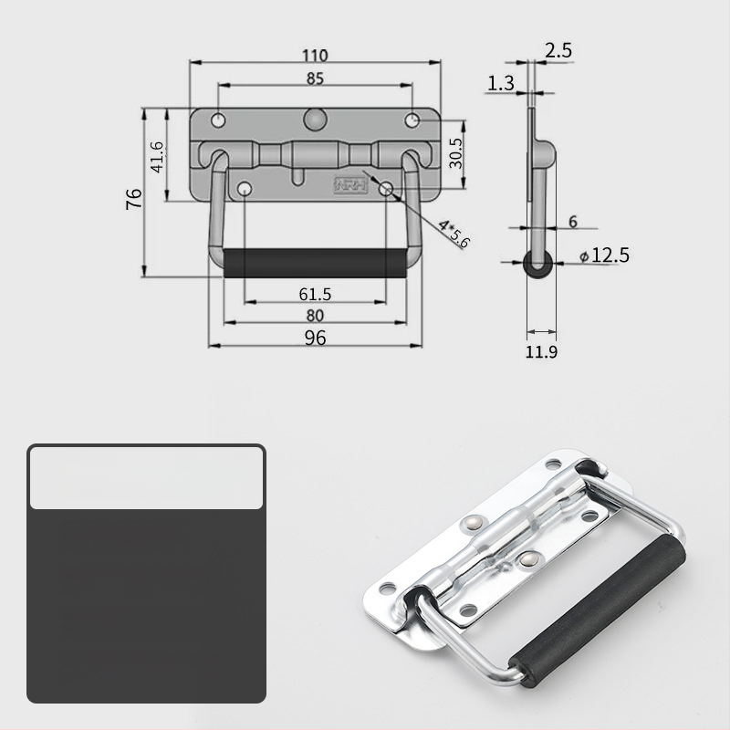Beronsel 304 nerūdijančio plieno dėžutės rankena, sulankstoma, chromuota