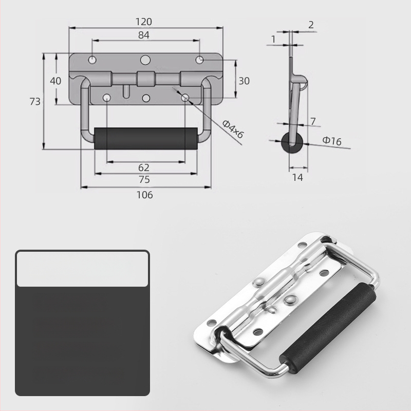Beronsel 304 nerūdijančio plieno dėžutės rankena, sulankstoma, chromuota