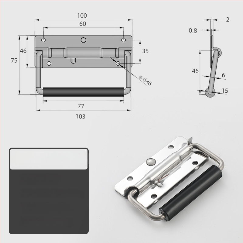 Beronsel 304 nerūdijančio plieno dėžutės rankena, sulankstoma, chromuota