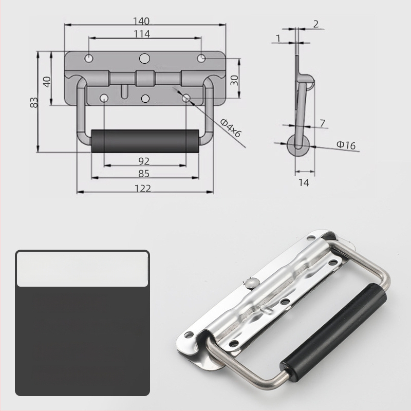 Beronsel 304 nerūdijančio plieno dėžutės rankena, sulankstoma, chromuota