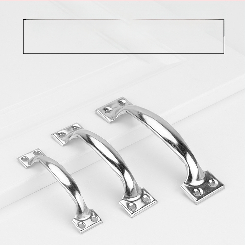 Arkinės formos nerūdijančio plieno durų rankena, modelis PH-0003, prekinis ženklas Flat Ring, modernus minimalistinis stilius.