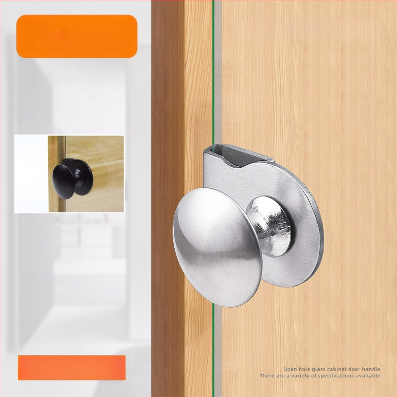 Stiklo spintos durų rankenėlė, nerūdijantis plienas, juodas šlifuotas paviršius, šiuolaikinis minimalistinis stilius