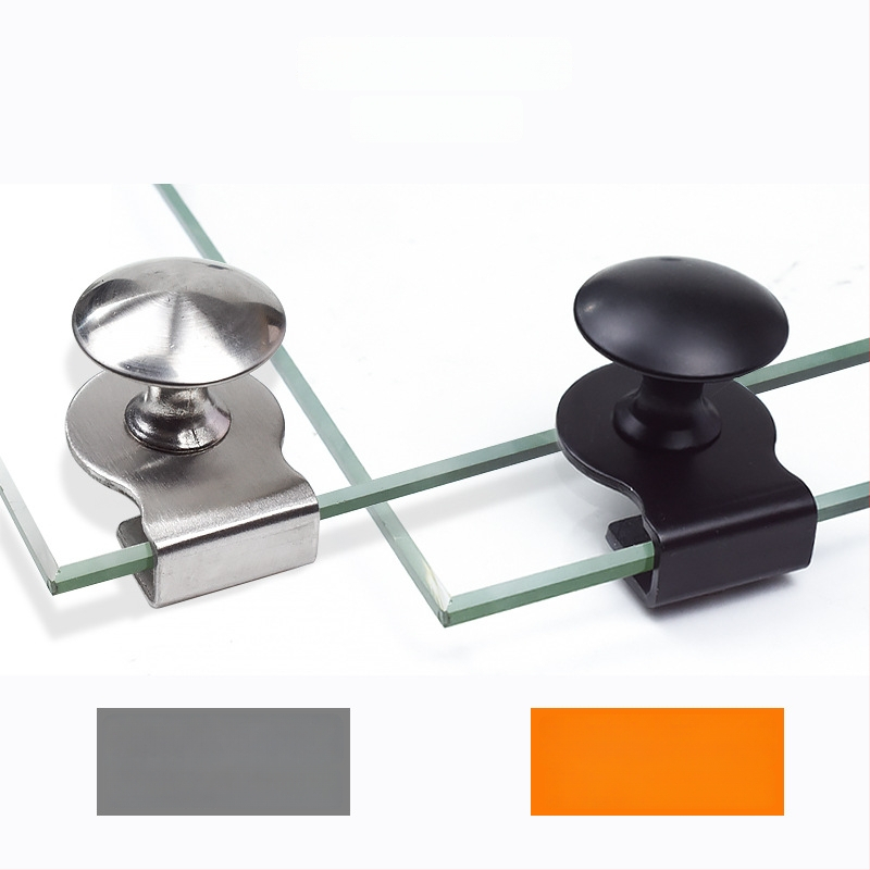 Stiklo spintos durų rankenėlė, nerūdijantis plienas, juodas šlifuotas paviršius, šiuolaikinis minimalistinis stilius