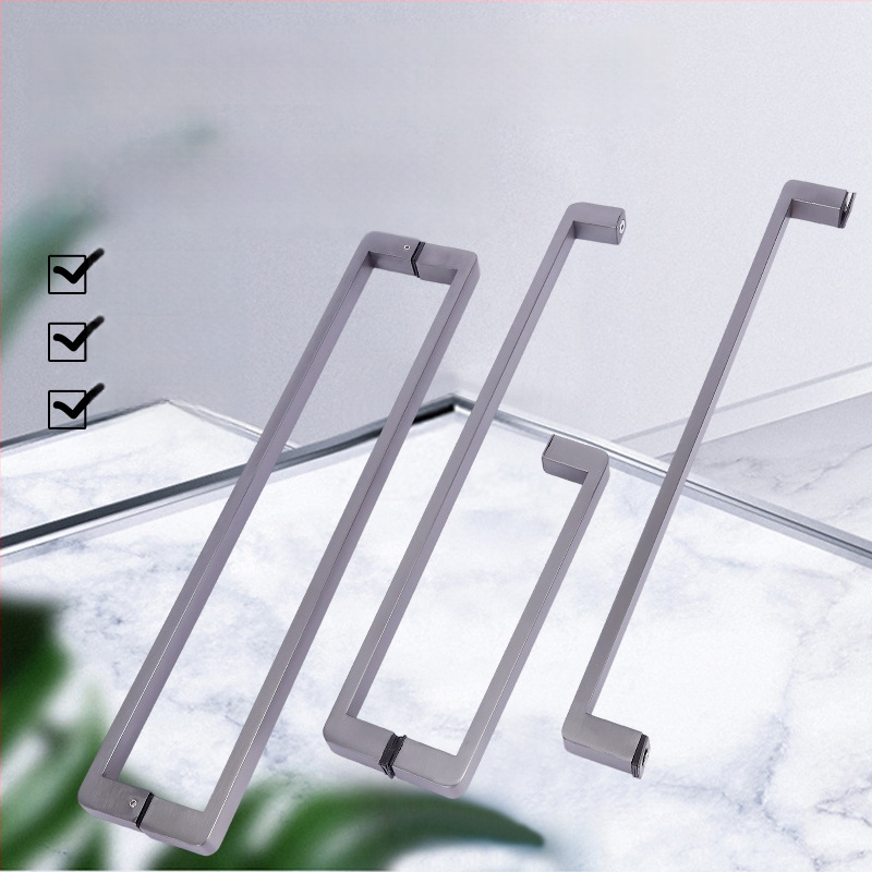Dušo kambario rankenėlė stiklo durims, nerūdijantis plienas, 1020 minimalistinis modelis, kvadratinis vamzdelis, šiuolaikiškas stilius